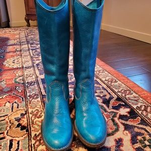 Born Teal Leather Boots, tall, 9.5